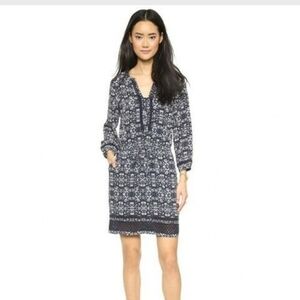 Club Monaco Emili Silk Dress with Detachable Chemise Slip Lining Deep Navy Blue